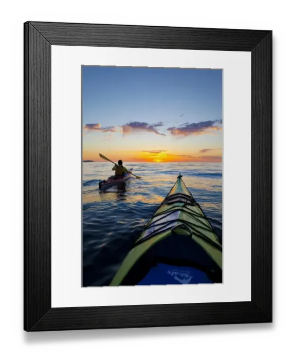 Framed Print : Mexico, Baja, Sea of Cortez. Sea Kayaker and sunrise. (MR) Framed Print : Mexico, Baja, Sea of Cortez. Sea Kayaker and sunrise. (MR)