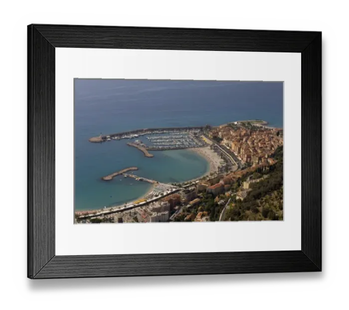 Framed Print : Menton, View from Helicopter, Cote d Azur, France