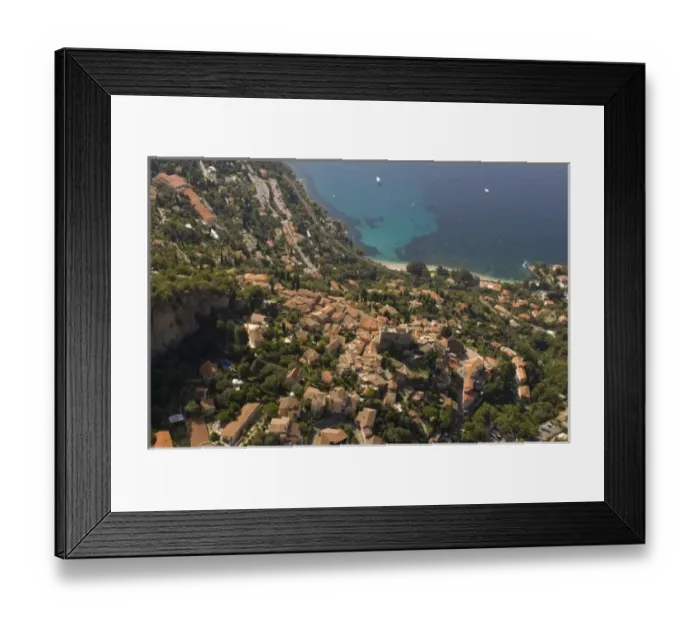 Framed Print : Roquebrune, View from Helicopter, Cote d Azur, France Framed Print : Roquebrune, View from Helicopter, Cote d Azur, France