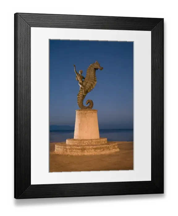 Framed Print : Mexico, Puerto Vallarta. Famous seahorse sculpture along the Malecon Framed Print : Mexico, Puerto Vallarta. Famous seahorse sculpture along the Malecon