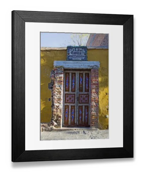 Framed Print : North America, Mexico, Guanajuato state, San Miguel. A hand painted door to an artesanias