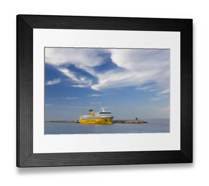 Framed Print : France, Corsica. Ferry below cirrus clouds at New Port in Bastia. Corsica / Sardinia Ferries Framed Print : France, Corsica. Ferry below cirrus clouds at New Port in Bastia. Corsica / Sardinia Ferries