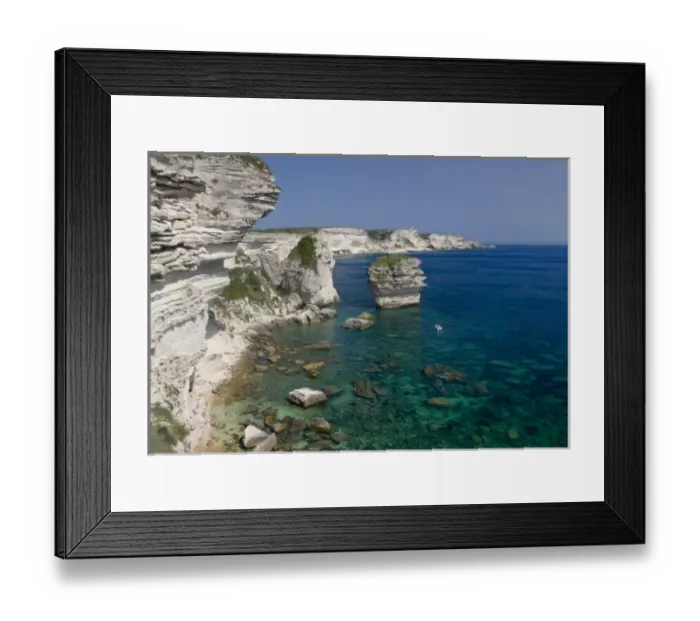 Framed Print : France, Corsica. View of white limestone cliffs and the Mediterrean Sea from Bonifacio Framed Print : France, Corsica. View of white limestone cliffs and the Mediterrean Sea from Bonifacio