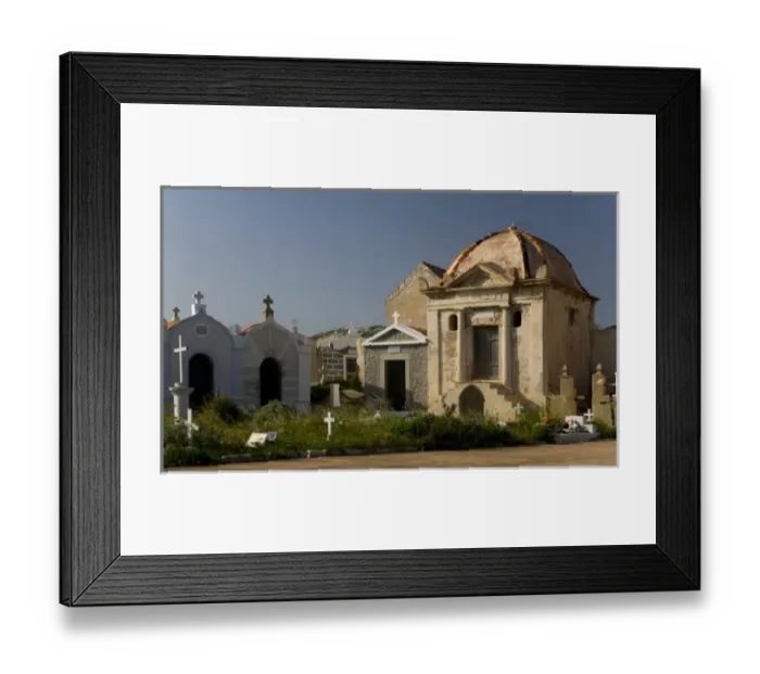 Framed Print : France, Corsica. Ornate mausoleums at the Marine Cemetry (Cimetiere Marin), Bosco Framed Print : France, Corsica. Ornate mausoleums at the Marine Cemetry (Cimetiere Marin), Bosco