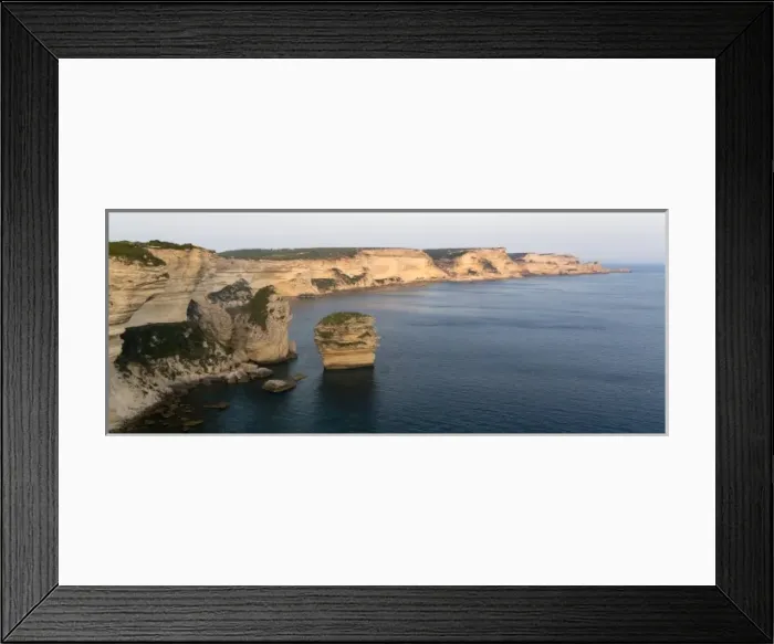 Framed Print : France, Corsica. View of white limestone cliffs and the Mediterrean Sea from Bonifacio