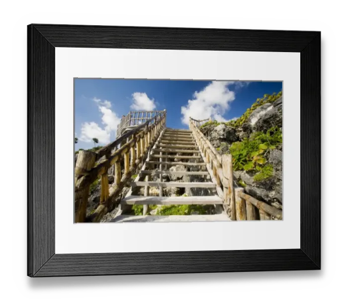 Framed Print : North America, Mexico, Quintana Roo, Tulum. The stairs leading from the beach up to the Tulum ruins Framed Print : North America, Mexico, Quintana Roo, Tulum. The stairs leading from the beach up to the Tulum ruins