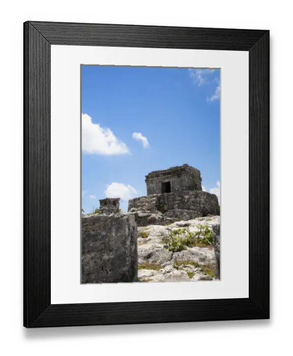 Framed Print : Cancun, Quintana Roo, Mexico - Low angle view of an ancient stone structure on the top of a hill