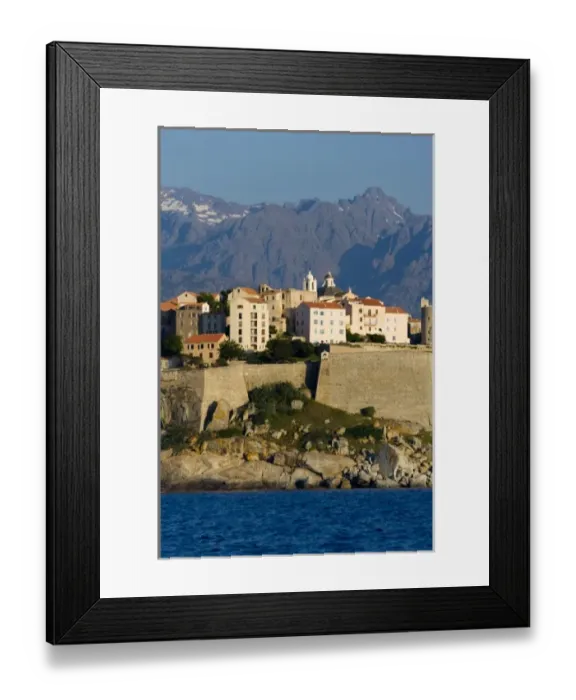 Framed Print : France, Corsica. Buildings of the old city at Calvi within the walls of the historic Framed Print : France, Corsica. Buildings of the old city at Calvi within the walls of the historic