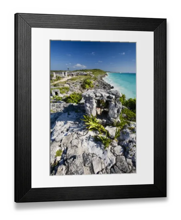 Framed Print : Mexico, Quintana Roo, Tulum. A view from the main temple of the Tulum ruins Framed Print : Mexico, Quintana Roo, Tulum. A view from the main temple of the Tulum ruins