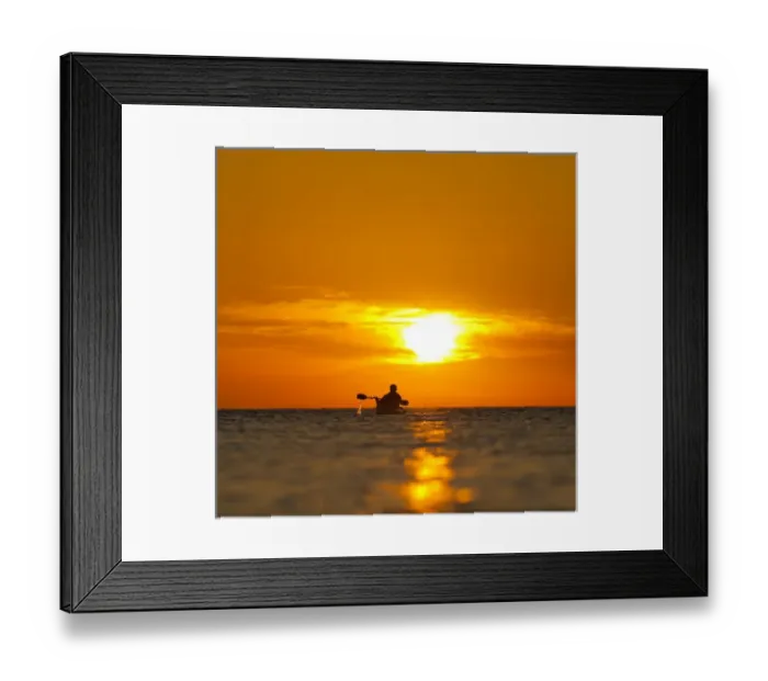 Framed Print : Mexico, Baja, Sea of Cortez. Sea Kayaker and sunrise. (MR) Framed Print : Mexico, Baja, Sea of Cortez. Sea Kayaker and sunrise. (MR)