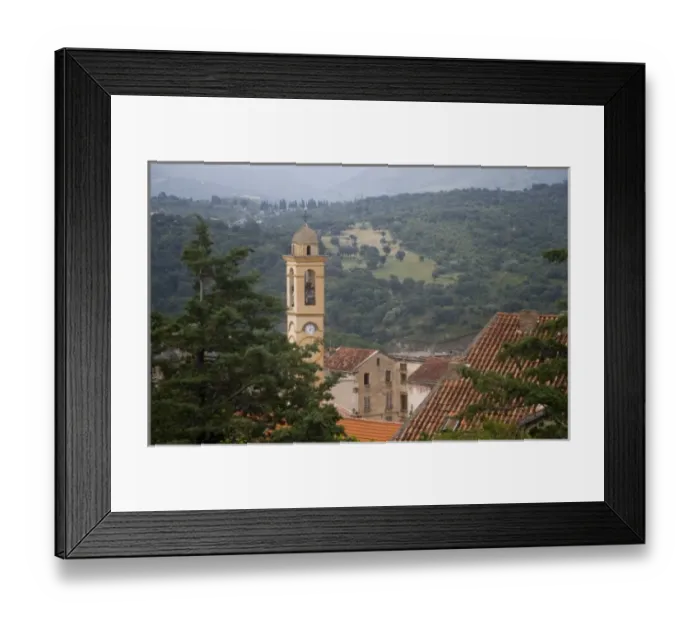 Framed Print : France, Corsica. Church steeple in Corte Framed Print : France, Corsica. Church steeple in Corte