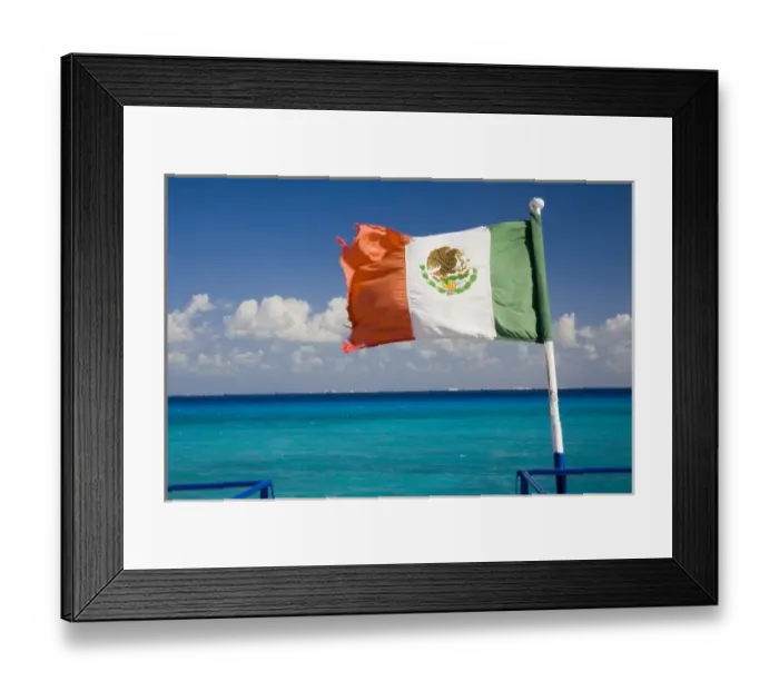 Framed Print : North America, Mexico, Quintana Roo, Cozumel. The Mexican flag flying off the stern Framed Print : North America, Mexico, Quintana Roo, Cozumel. The Mexican flag flying off the stern