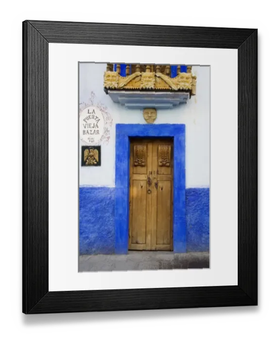 Framed Print : North America, Mexico, Guanajuato state, San Miguel. A door to an old bazaar shop