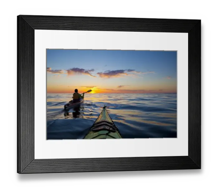 Framed Print : Mexico, Baja, Sea of Cortez. Sea Kayaker and sunrise. (MR)