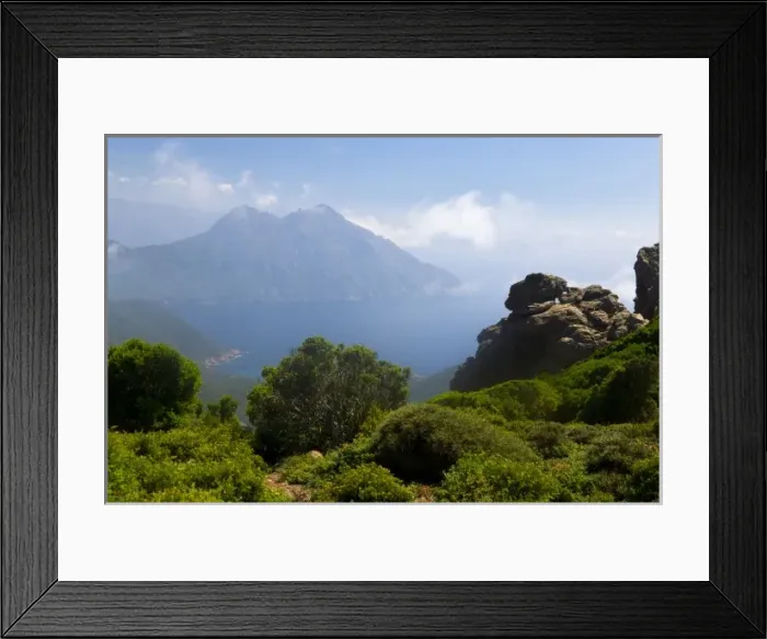 Framed Print : France, Corsica. View from the Mare e Monte Nord Trail (Sea and Mountains North Trail)