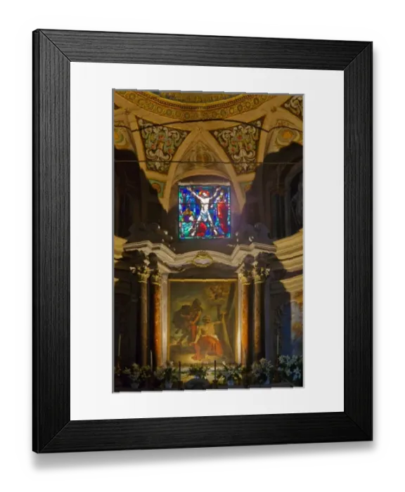 Framed Print : France, Corsica. Interior of church in village of Oletta