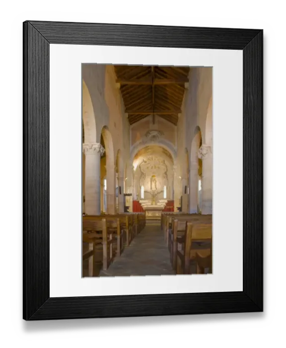 Framed Print : France, Corsica. Interior of Cathedral of Nebbio (church of Santa Maria Assunta) near St Framed Print : France, Corsica. Interior of Cathedral of Nebbio (church of Santa Maria Assunta) near St