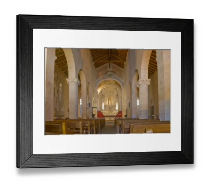 Framed Print : France, Corsica. Interior of Cathedral of Nebbio (church of Santa Maria Assunta) near St