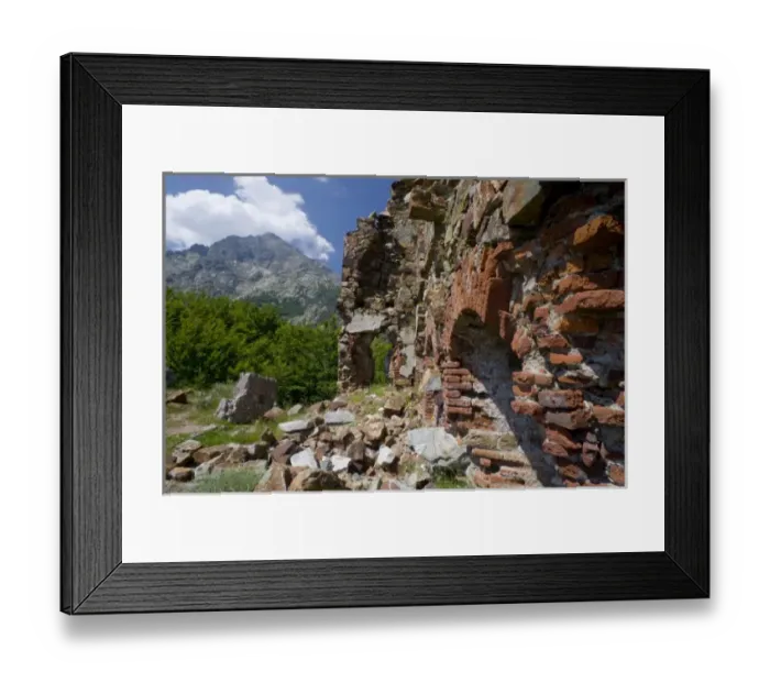 Framed Print : France, Corsica. Ruins of a Genoese fort and garrison at Col de Vizzavona. Monte Framed Print : France, Corsica. Ruins of a Genoese fort and garrison at Col de Vizzavona. Monte