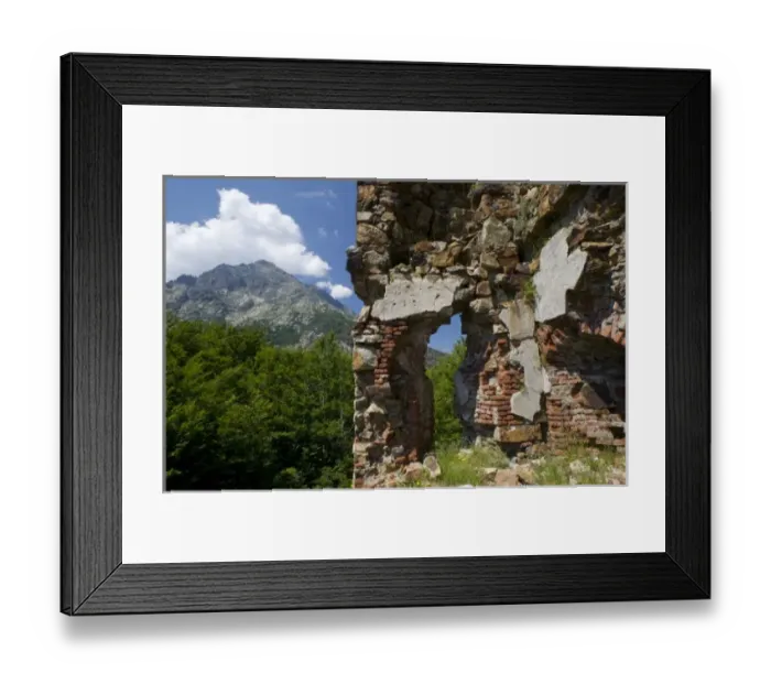 Framed Print : France, Corsica. Ruins of a Genoese fort and garrison at Col de Vizzavona. Monte Framed Print : France, Corsica. Ruins of a Genoese fort and garrison at Col de Vizzavona. Monte