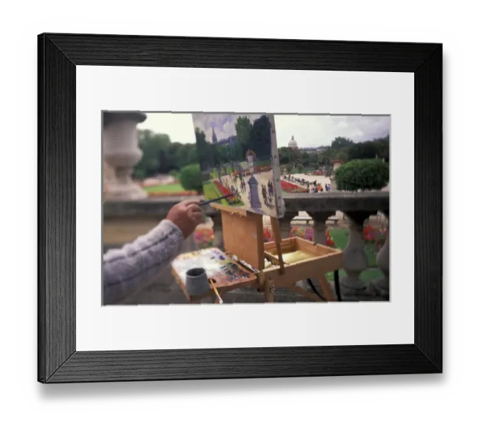 Framed Print : France, Paris. Luxembourg Gardens, painter Framed Print : France, Paris. Luxembourg Gardens, painter