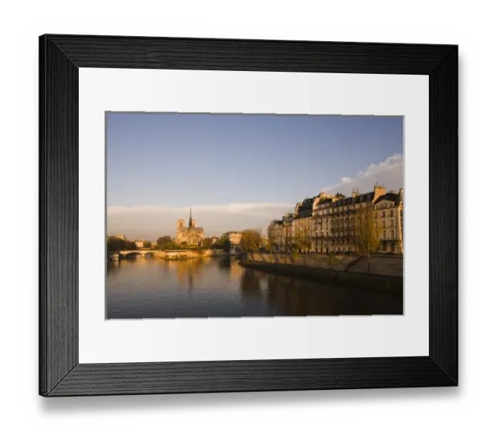 Framed Print : France, Paris, Notre-Dame cathedral and Ile St-Louis buildings, dawn