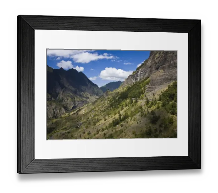 Framed Print : France, Reunion Island, Cirque de Cilaos, RN5 road by Palmiste Rouge village Framed Print : France, Reunion Island, Cirque de Cilaos, RN5 road by Palmiste Rouge village