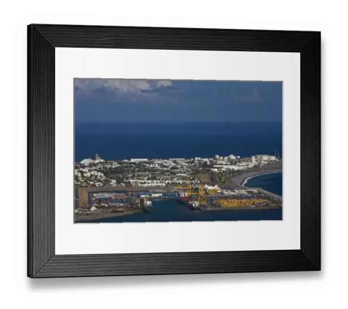 Framed Print : France, Reunion Island, Le Port, Harbor View from Le Possession Framed Print : France, Reunion Island, Le Port, Harbor View from Le Possession