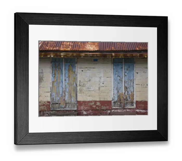 Framed Print : France, Reunion Island, Plaine-des-Palmistes, detail of weathered Creole-style house Framed Print : France, Reunion Island, Plaine-des-Palmistes, detail of weathered Creole-style house