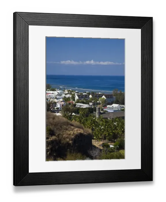 Framed Print : France, Reunion Island, St-Leu, town view from the heights Framed Print : France, Reunion Island, St-Leu, town view from the heights