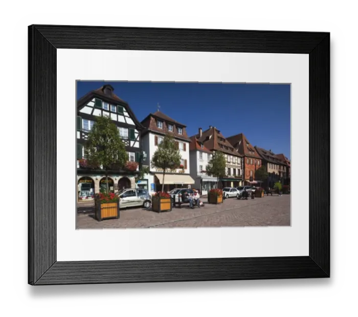 Framed Print : France, Bas-Rhin, Alsace Region, Alsatian Wine Route, Obernai, Place du Marche Framed Print : France, Bas-Rhin, Alsace Region, Alsatian Wine Route, Obernai, Place du Marche