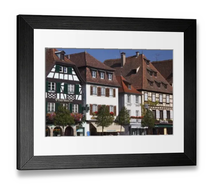 Framed Print : France, Bas-Rhin, Alsace Region, Alsatian Wine Route, Obernai, Rue du Marche, buildings Framed Print : France, Bas-Rhin, Alsace Region, Alsatian Wine Route, Obernai, Rue du Marche, buildings
