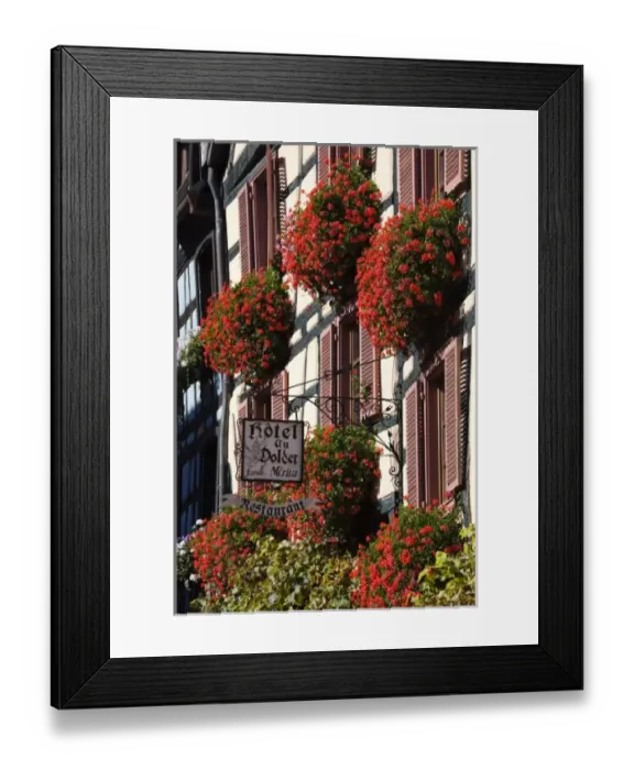 Framed Print : France, Haut-Rhin, Alsace Region, Alsatian Wine Route, Bergheim, town detail