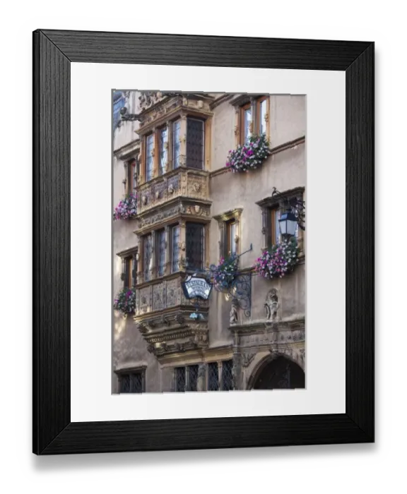 Framed Print : France, Haut-Rhin, Alsace Region, Alsatian Wine Route, Colmar, Maison des Tetes, detail Framed Print : France, Haut-Rhin, Alsace Region, Alsatian Wine Route, Colmar, Maison des Tetes, detail