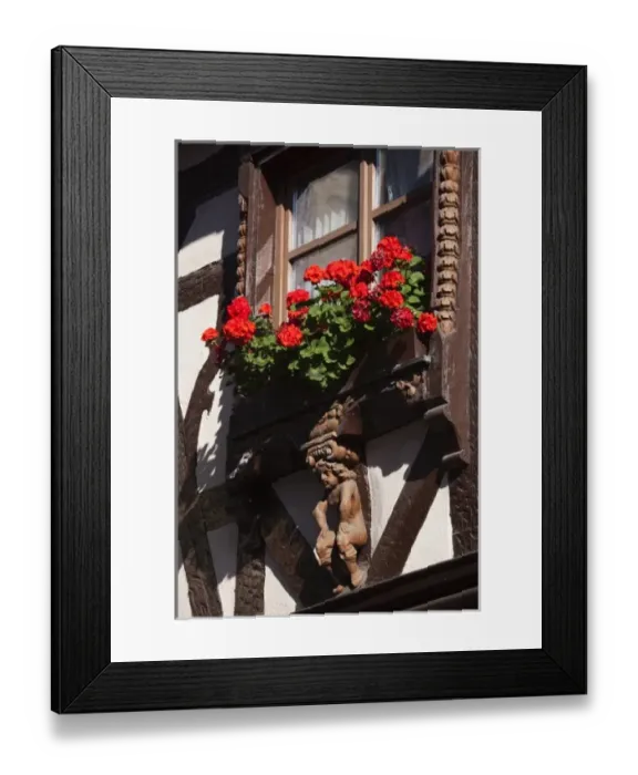 Framed Print : France, Haut-Rhin, Alsace Region, Alsatian Wine Route, Ribeauville, building detail Framed Print : France, Haut-Rhin, Alsace Region, Alsatian Wine Route, Ribeauville, building detail