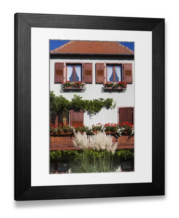Framed Print : France, Haut-Rhin, Alsace Region, Alsatian Wine Route, Ribeauville, building detail Framed Print : France, Haut-Rhin, Alsace Region, Alsatian Wine Route, Ribeauville, building detail