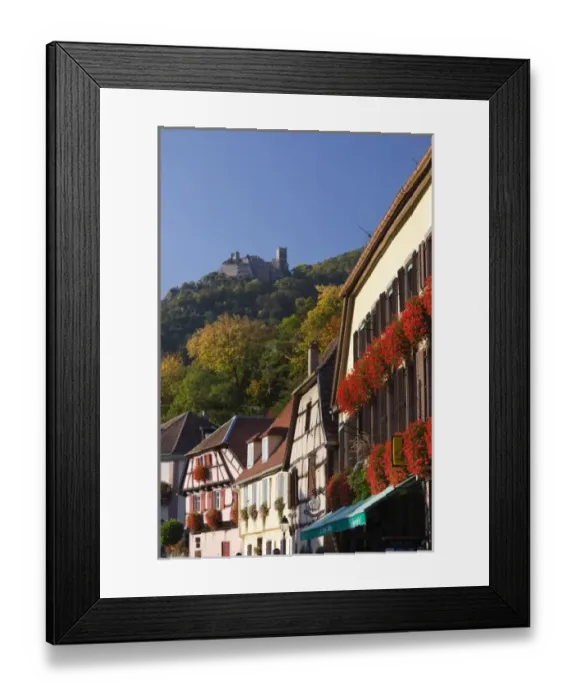Framed Print : France, Haut-Rhin, Alsace Region, Alsatian Wine Route, Ribeauville, town buildings