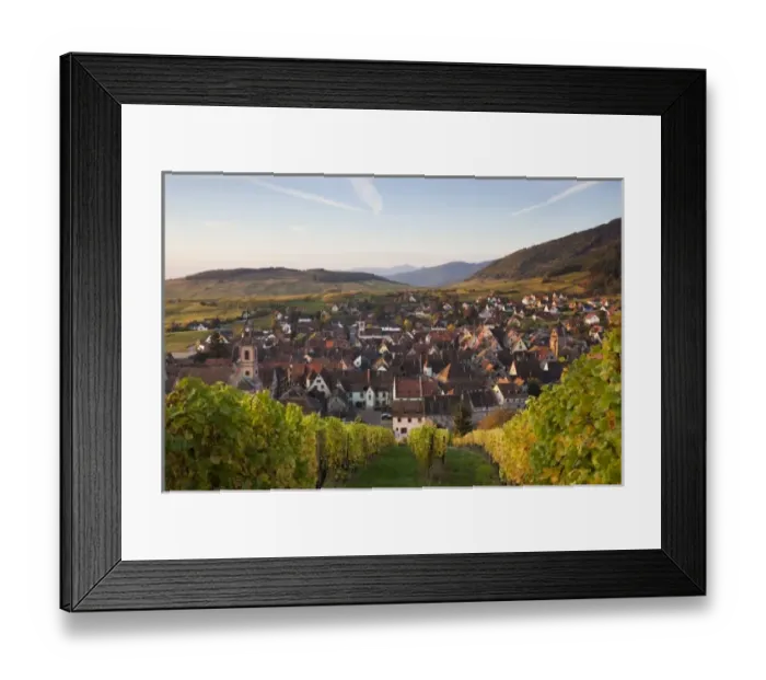 Framed Print : France, Haut-Rhin, Alsace Region, Alsatian Wine Route, Riquewihr, town view, dawn, autumn Framed Print : France, Haut-Rhin, Alsace Region, Alsatian Wine Route, Riquewihr, town view, dawn, autumn