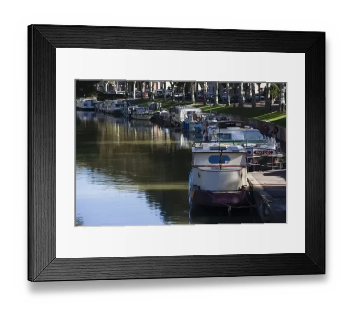 Framed Print : France, Languedoc-Roussillon, Aude Department, Narbonne, Canal de la Robine by Framed Print : France, Languedoc-Roussillon, Aude Department, Narbonne, Canal de la Robine by