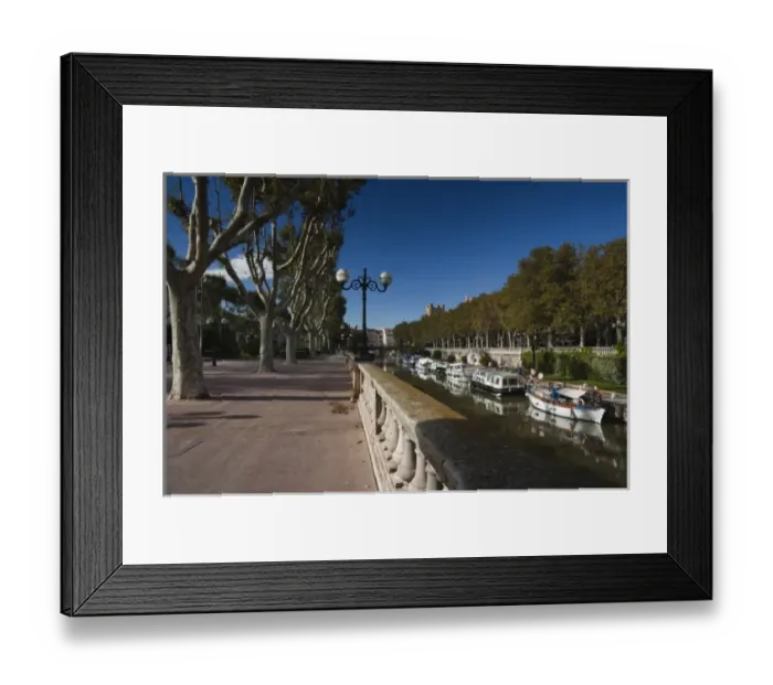 Framed Print : France, Languedoc-Roussillon, Aude Department, Narbonne, Canal de la Robine by