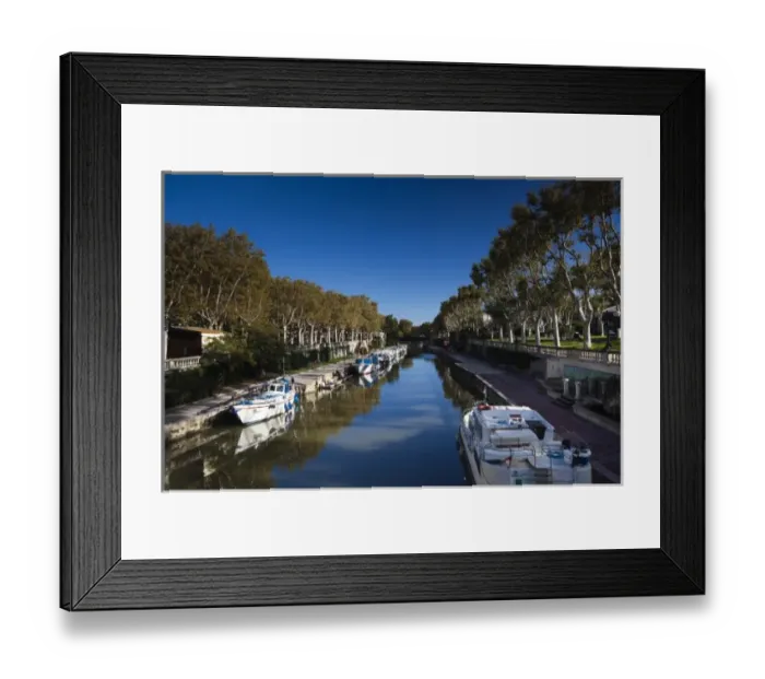 Framed Print : France, Languedoc-Roussillon, Aude Department, Narbonne, Canal de la Robine by Framed Print : France, Languedoc-Roussillon, Aude Department, Narbonne, Canal de la Robine by