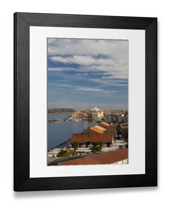 Framed Print : France, Languedoc-Roussillon, Aude Department, Port-Leucate, town overview Framed Print : France, Languedoc-Roussillon, Aude Department, Port-Leucate, town overview