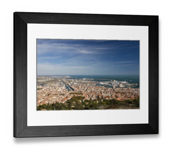 Framed Print : France, Languedoc-Roussillon, Herault Department, Sete, elevated city view from Mont Framed Print : France, Languedoc-Roussillon, Herault Department, Sete, elevated city view from Mont