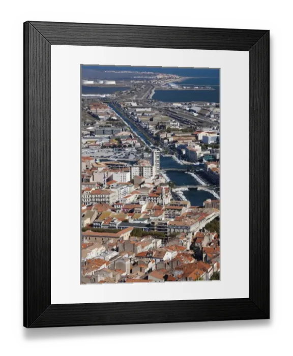 Framed Print : France, Languedoc-Roussillon, Herault Department, Sete, elevated city view from Mont Framed Print : France, Languedoc-Roussillon, Herault Department, Sete, elevated city view from Mont