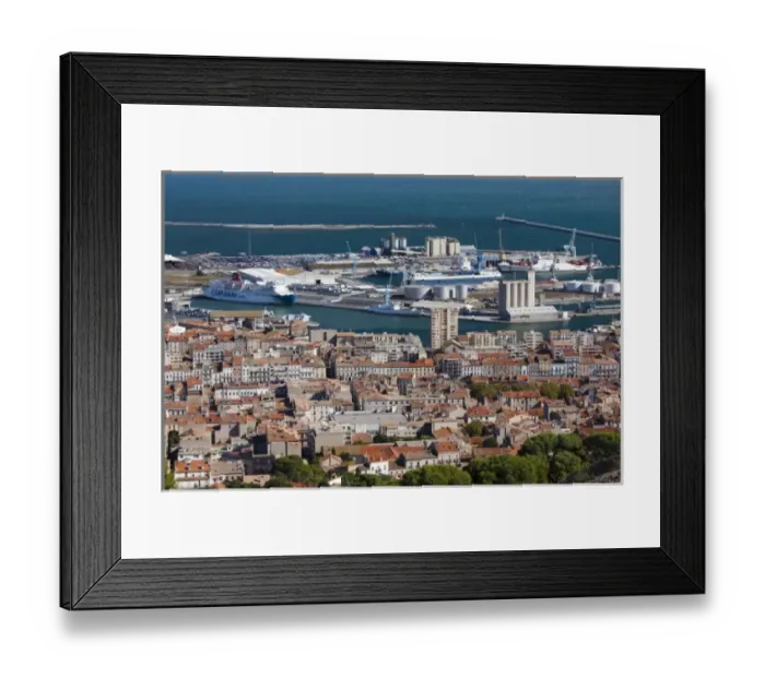Framed Print : France, Languedoc-Roussillon, Herault Department, Sete, elevated port view from Mont