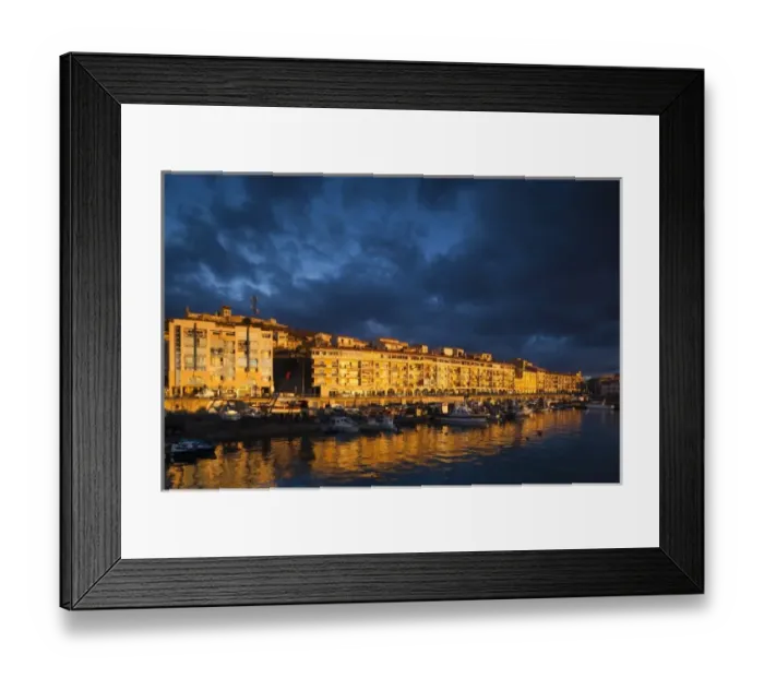 Framed Print : France, Languedoc-Roussillon, Herault Department, Sete, Old Port waterfront, dawn Framed Print : France, Languedoc-Roussillon, Herault Department, Sete, Old Port waterfront, dawn