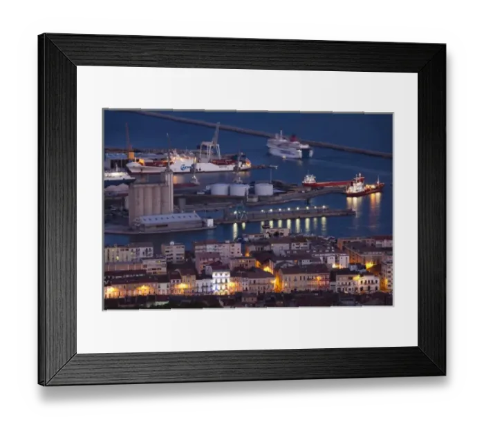 Framed Print : France, Languedoc-Roussillon, Herault Department, Sete, port overview from Mont St-Clair