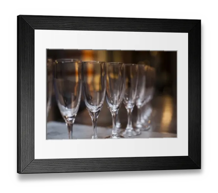 Framed Print : France, Marne, Champagne Ardenne, Reims, Pommery champagne winery, champagne glasses