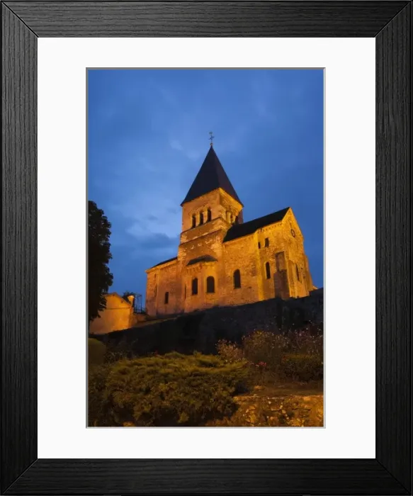 Framed Print : France, Marne, Champagne Ardenne, town church, evening Framed Print : France, Marne, Champagne Ardenne, town church, evening