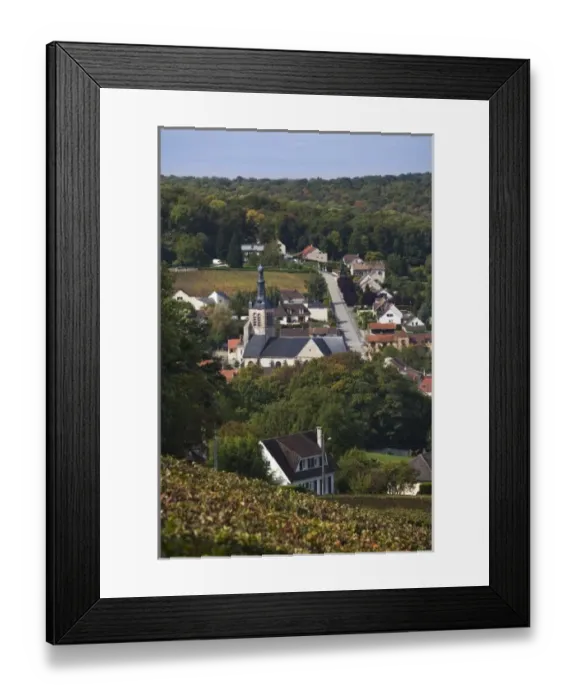 Framed Print : France, Marne, Champagne Region, St-Martin de Ablois, town overview Framed Print : France, Marne, Champagne Region, St-Martin de Ablois, town overview